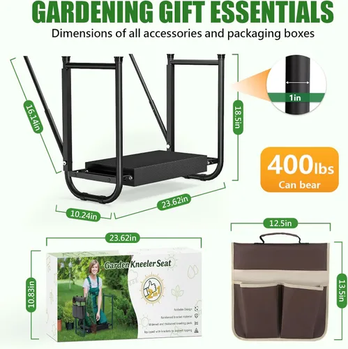 Vista 2 de seasky Rodillero y asiento plegable para jardín, banco de jardinería antivuelco, almohadilla gruesa y suave, taburete de jardinería resistente