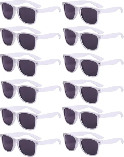 Vista 12 de Eyegla Paquete de 8/12/18 lentes de sol de neón a granel coloridos para fiesta, gafas retro para fiesta para adultos, hombres y mujeres