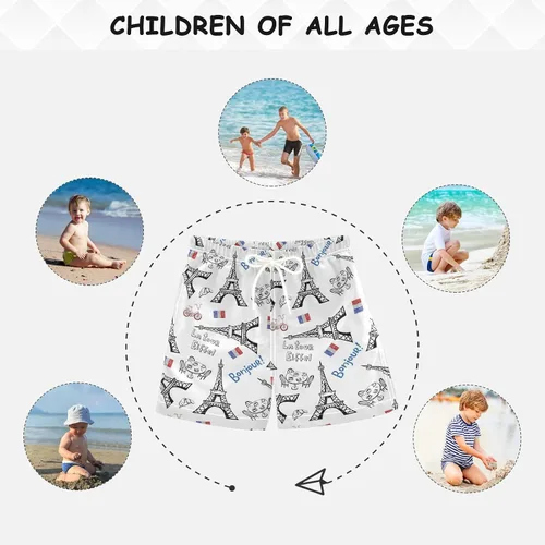Vista 7 de París Torre Eiffel Niños Bañador Bañador Niños Bañador Niños Bañadores Pantalones Cortos Natación