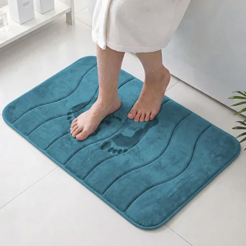 Vista 46 de Flamingo P Alfombra de Baño de Espuma Viscoelástica Tapetes de Baño Alfombra Antideslizante Absorbente de Agua para Ducha, 24x17 pulgadas, Verde Aqua