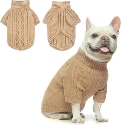Vista 31 de BEAUTYZOO Suéteres de perro para perros pequeños, ropa de punto con agujero Pompones beige