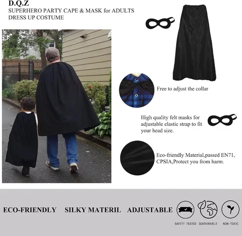 Vista 4 de D.Q.Z Adults Superhero-Cape and Mask for Men Women - Masquerade Super Hero Spirit Day Team Dress-Up Costume Party Favors