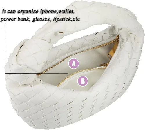 Vista 2 de Bolso de mano tejido, bolso de hombro para mujer, bolso de cuero suave, bolso de mano tejido, bolso de mano anudado casual