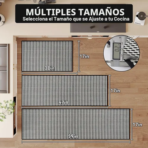 Vista 2 de YDKGL Alfombras de cocina antideslizantes y lavables, color negro, 17 x 30