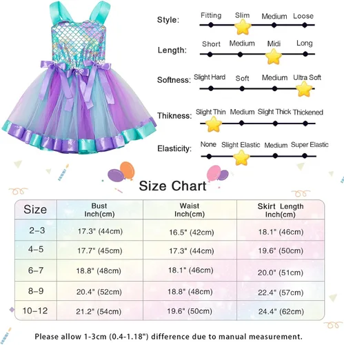 Vista 3 de Marendyee Vestido de sirena para niñas, disfraz de princesa para niñas pequeñas, disfraz de cumpleaños, disfraz de tutú de Halloween