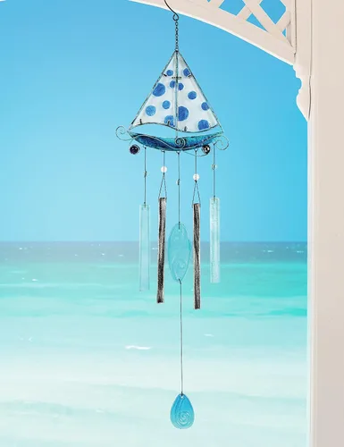 Vista 2 de Sunset Vista Design Studios Beach Collection Campanilla de viento, velero
