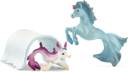 Vista 7 de Schleich bayala, regalos de unicornio para niñas y niños, juego de 18 piezas de torneo submarino mágico con juguetes de animales de sirena, a partir