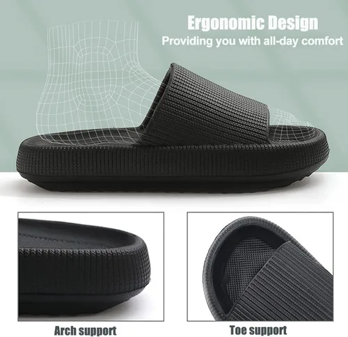 Vista 4 de IGIGRING Sandalias de nube para mujeres y hombres, pantuflas de almohada antideslizantes súper suaves con suela gruesa, pantuflas de ducha