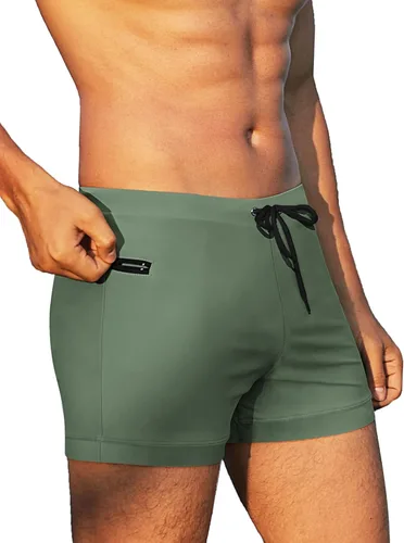 Vista 2 de COOFANDY Traje de baño para hombre con bolsillos con cremallera