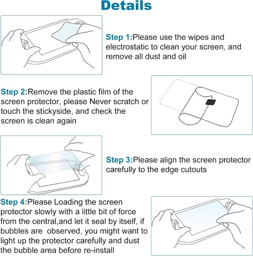 Vista 7 de Xahpower Protector de pantalla para PS Vita 1000, protector de pantalla frontal de vidrio templado 9H y película protectora de pantalla trasera