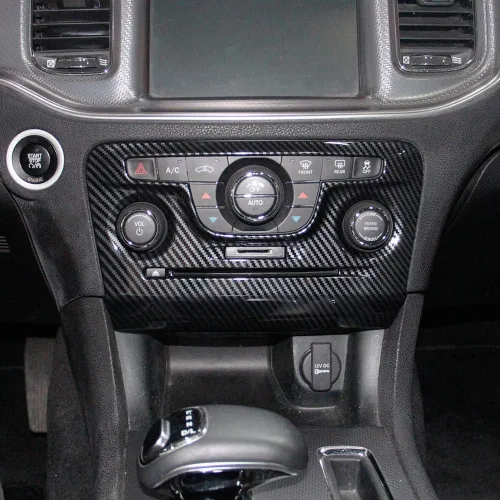 Vista 2 de Crosselec - Cubierta de panel de control central de fibra de carbono para aire acondicionado para Dodge Charger 2011-2014