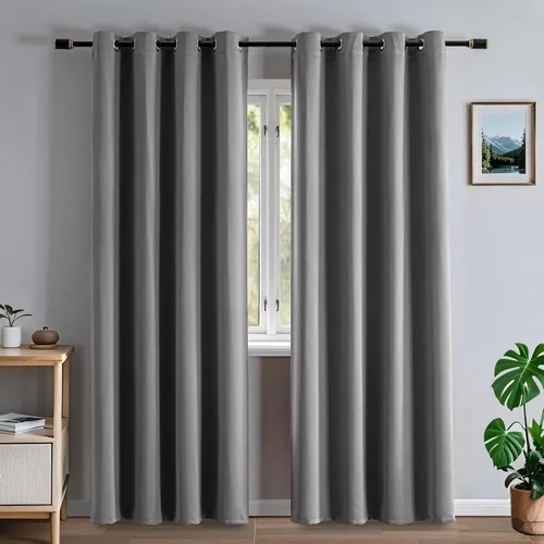 Vista 39 de Cortinas opacas para sala de estar, cortinas 100% opacas de 90 pulgadas de largo, juego de 2 paneles de 2 paneles, con aislamiento térmico, pestaña
