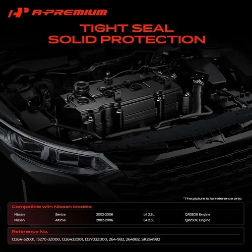 Vista 2 de Kit de cubierta de válvulas de motor A-Premium, con tapa de llenado de aceite y pernos y junta, compatible con Nissan Altima 2002-2006, Sentra