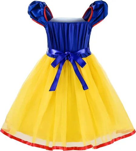 Vista 2 de ReliBeauty Disfraz de princesa sin espalda con cintura elástica para niñas