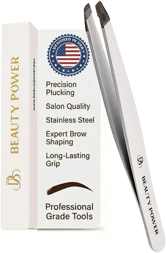 Vista 13 de Beauty Power Pinzas inclinadas de precisión profesional para mujeres, pinzas para hombres y mujeres, pinzas para cejas para cabello encarnado