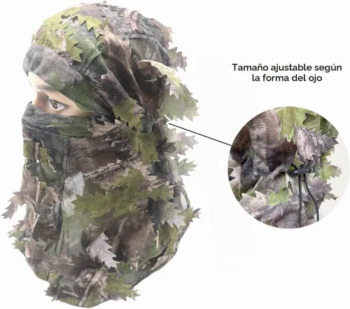 Vista 3 de Ghillie Camouflage Leafy Hat 3D Full Face Mask Headwear Turkey Camo verde (Green Woodland)