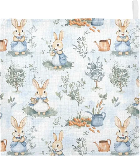 Vista 47 de Toallas de algodón para bebé, toallas de baño unisex para recién nacidos, toallitas naturales para piel delicada, 11.8 x 11.8 pulgadas, paquete de 5