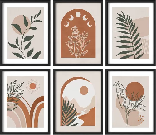 Vista 90 de Juego de galería de collage enmarcado para pared, diseño de plantas de flores de William Morris, ilustraciones de naturaleza silvestre, moderno