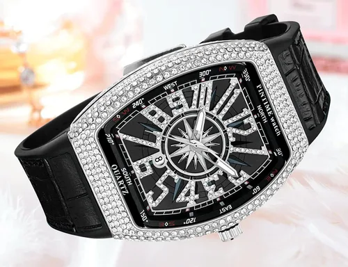 Vista 2 de Gosasa Reloj Tonneau único de moda para hombre con diamantes de imitación de cuarzo con correa de goma