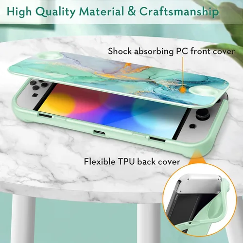 Vista 9 de Fintie Flip Case for Nintendo Switch OLED Model - Screen Safe Slim Protective Soft TPU Shell with Magnetically Detachable Front Cover & Ergonomic