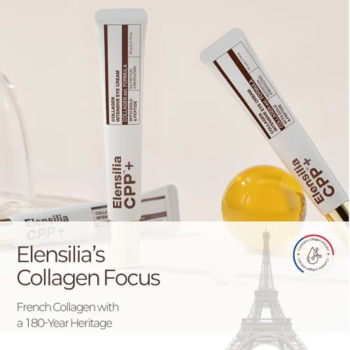 Vista 3 de Elensilia Crema de ojos 80% colágeno con péptidos dorados, filtrado de secreción de caracol + Matrixyl 3000 + Haloxyl para arrugas, hidratante
