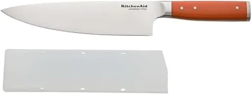 Vista 6 de KitchenAid Cuchillo de chef forjado gourmet con cubierta de hoja de ajuste personalizado, cuchillo de cocina afilado, hoja de acero inoxidable Gris