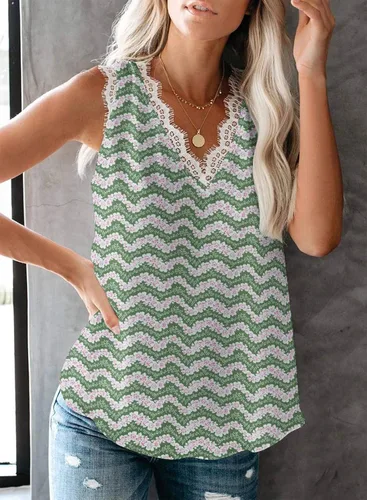 Vista 143 de VIISHOW - Camiseta sin mangas, sexy, con cuello en V y bordes de encaje para mujer, camisola de vestir, camisas de gasa, sin mangas, casuales