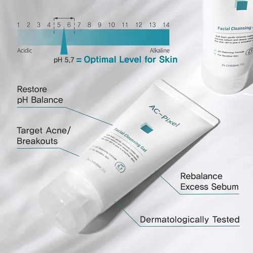 Vista 2 de ] Gel limpiador facial AC-Pixel Limpiador de refinación de poros Piel sensible y grasa Lavado facial coreano para arrugas Limpiador facial