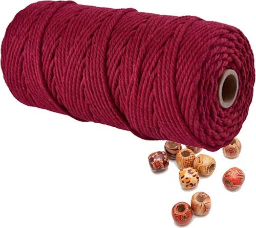 Vista 38 de Cordón de macramé beige de 0.078 pulgadas x 220 yardas, cuerda de algodón torcido de 4 hebras natural para colgar en la pared, manualidades, cordel