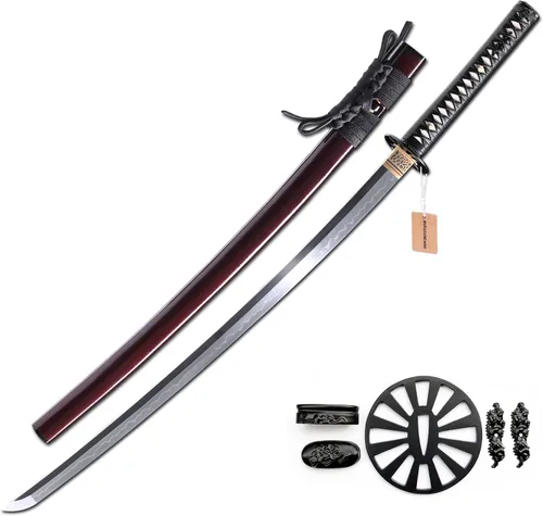 Vista 13 de MURASAME Katana Espada 41" T10 Acero Real Hamon Maquinilla de afeitar afilada espiga completa hecha a mano
