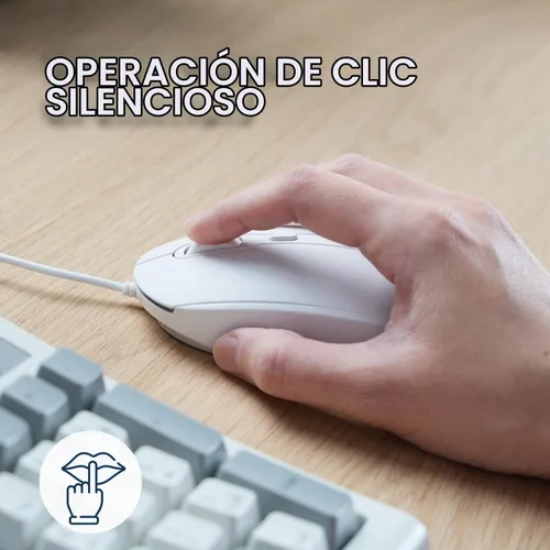 Vista 3 de Perixx PERIMICE-222CW - Mouse óptico con cable USB tipo C, DPI ajustable 1200/1600/2000, clic silencioso, cable de 5.9 pies, compatible