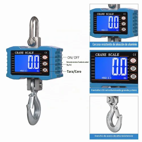 Vista 3 de Geevorks - Báscula de grúa digital de 2,204.6 lbs/2204 libras, escala de grúa industrial con retroiluminación LCD con cambio de unidad, retención