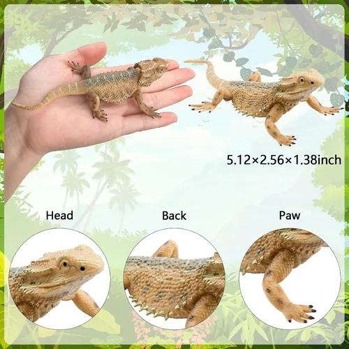 Vista 2 de Figura de lagarto Juguetes de animales de lagarto, juguetes de lagartos, juguetes de lagartos de plástico, figuras de animales de dragón barbudo