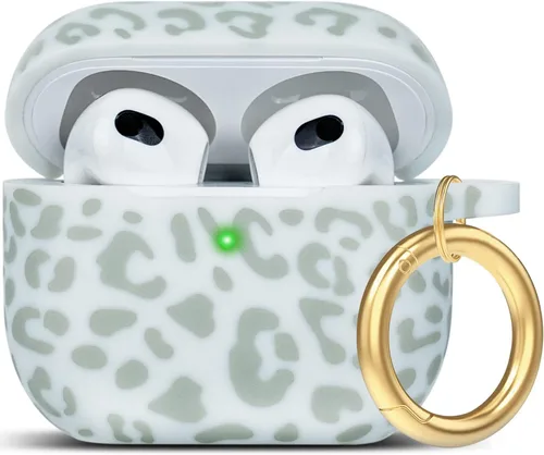 Vista 57 de Compatible con funda AirPods Pro 2019, Gawnock Funda de silicona suave y flexible para funda AirPods Pro para mujeres y niñas con llavero (Caqui)