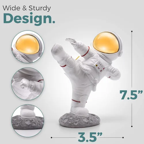 Vista 3 de Estatua de astronauta para decoración de escritorio y oficina, mini figuras espaciales para estantes, juegos y decoración de habitación de hombres
