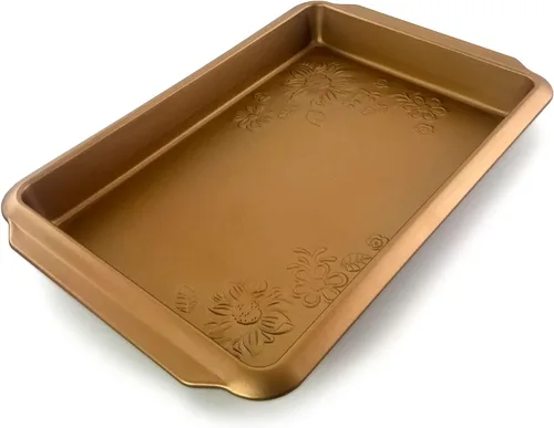 Vista 2 de Gibson Home Country Kitchen - Sartén para asar en relieve de acero al carbono de 19 pulgadas en cobre