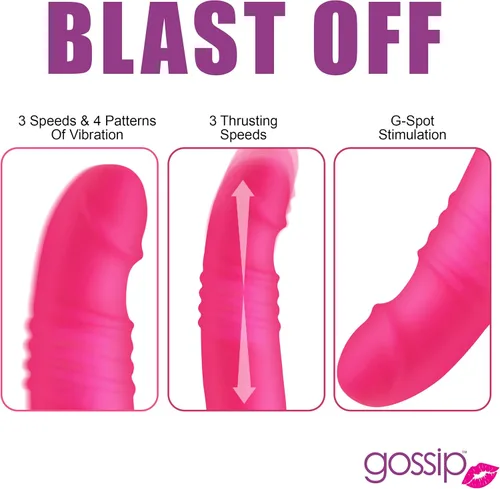 Vista 6 de Gossip Blasters - Vibrador de silicona de empuje 10X para mujeres, hombres y parejas. Vibrador de punto G para punto P, consolador curvo.