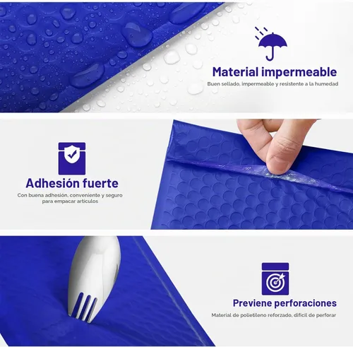 Vista 4 de Metronic Sobres de burbujas de 6 x 10 pulgadas, paquete de 100 sobres Azul
