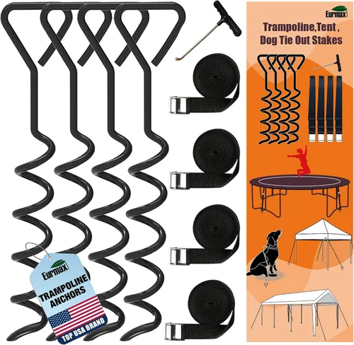 Vista 10 de Anclajes de suelo Eurmax USA Anclajes de trampolines con tornillo para vientos fuertes Estacas de tienda de campaña de alta resistencia Anclajes