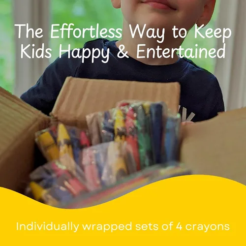 Vista 2 de CrayonKing 25 juegos de 4 paquetes (100 crayones a granel) – No tóxicos, envueltos individualmente, perfectos para fiestas, restaurantes, aulas