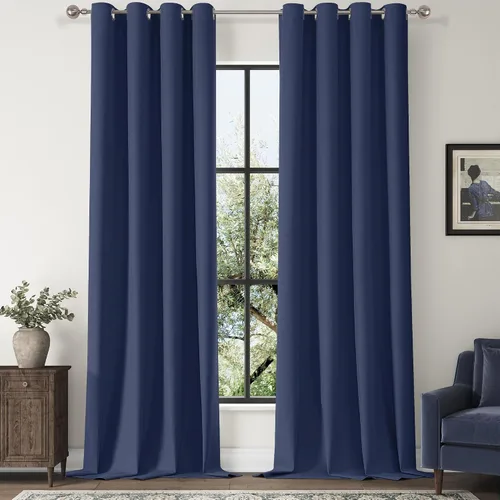 Vista 27 de ChrisDowa Cortinas 100% Opacas de Abedul Sólido de 45 Pulgadas de Largo, 2 Paneles para Dormitorio y Sala de Estar, Estilo Granja Oscurecedoras