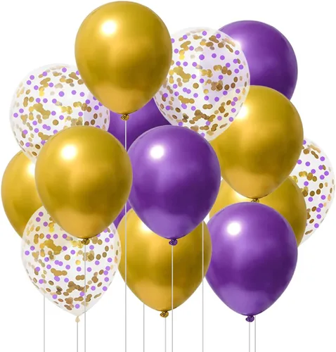 Vista 9 de Globos de helio de látex negro y dorado de 12 pulgadas, globo de confeti negro y dorado para decoración de fiestas, paquete de 50