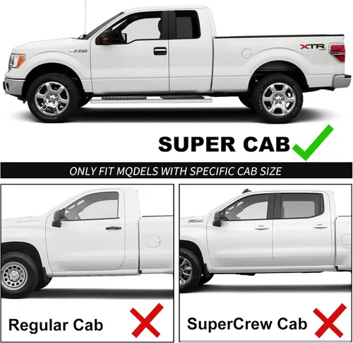 Vista 3 de Estribos compatibles con Ford F150 Super Cab 2015-2024. Barras Nerf de acero inoxidable para Ford Super Cab.