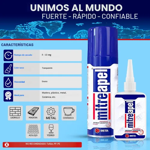 Vista 2 de MITREAPEL Pegamento CA con activador (0.80 oz - 3.30 fl oz) Adhesivo de cianoacrilato profesional instantáneo y acelerador de súper pegamento