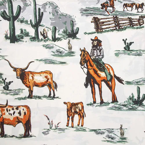 Vista 6 de Paseo Road Ranch Life Western Bedding - Juego de funda de edredón de algodón de 2 piezas, tamaño individual, estampado verde de cuernos largos
