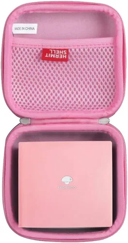 Vista 7 de Hermitshell Funda de viaje para impresora de bolsillo Phomemo M02 / Phomemo M02 Pro/Phomemo M02S (negro exterior + interior azul claro)