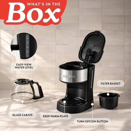 Vista 9 de Gourmia - Cafetera de goteo con capacidad para 5 tazas, jarra de vidrio