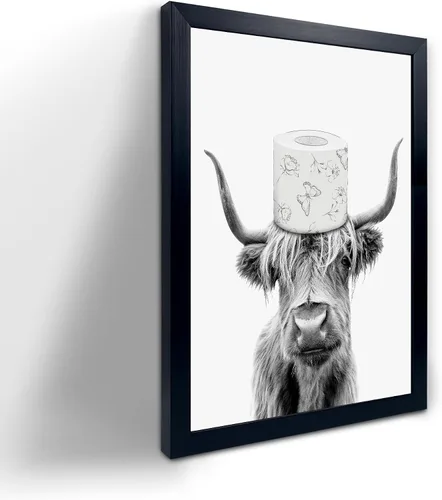 Vista 10 de Decoración de habitación de asno con estampados de animales, bonito cartel de citas de culo en el baño, decoración divertida para el baño, carteles