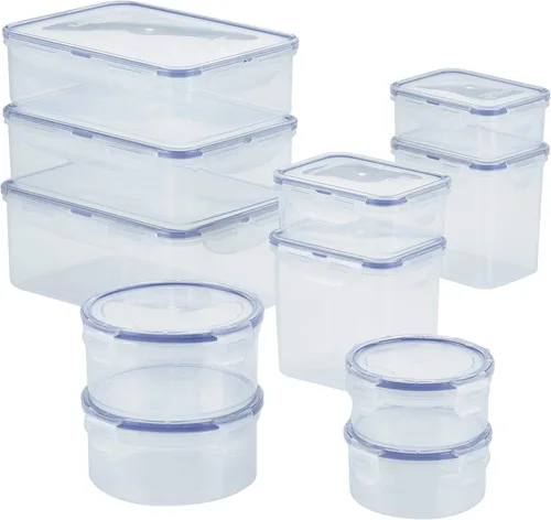 Vista 9 de LocknLock Easy Essentials - Tapas de almacenamiento de alimentos, recipientes herméticos, sin BPA, 22 piezas, transparente
