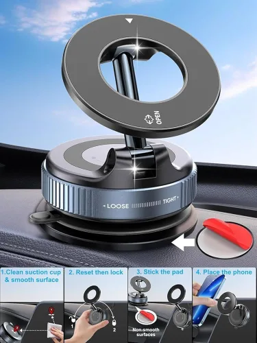 Vista 7 de Soporte Magnético para Teléfono para Coche [Sución Más Fuerte de 120+ LB & Magnetismo Más Fuerte de 2800gf] Soporte de Teléfono para Coche Ajustable